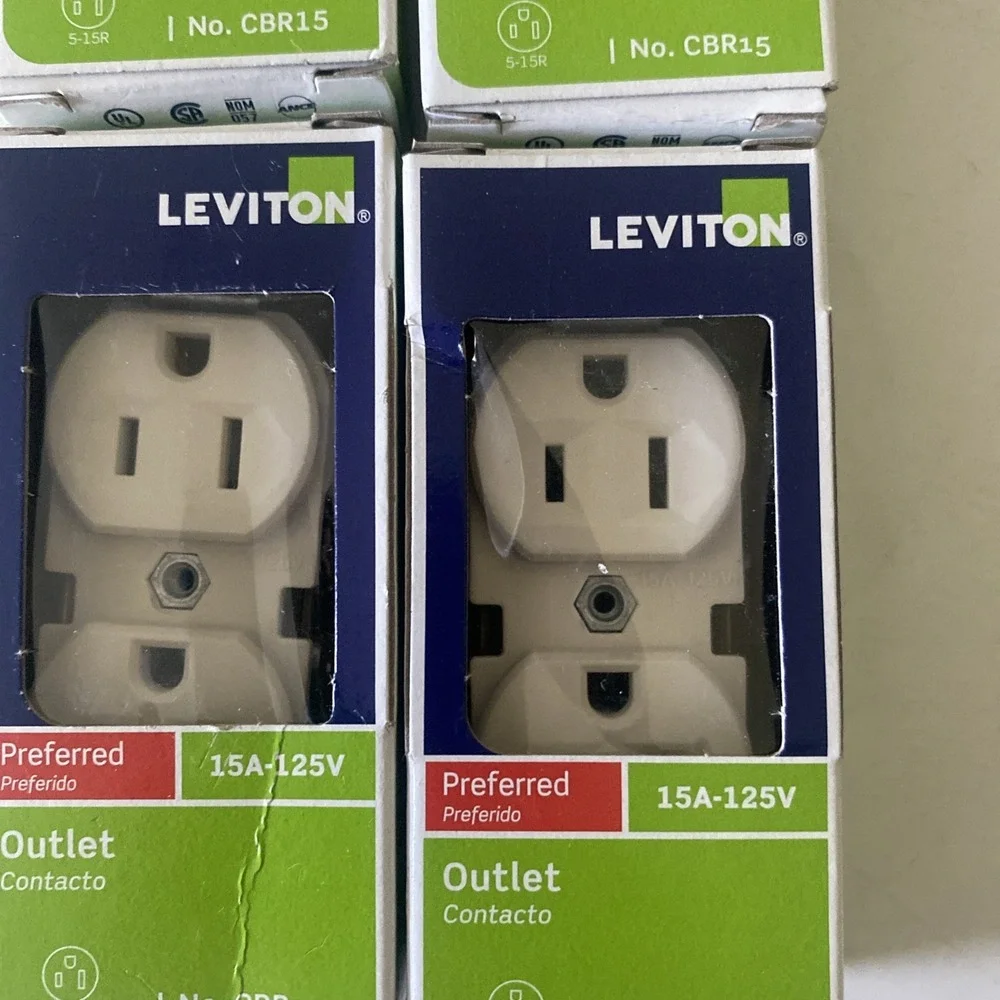 Lot of 4 Leviton CBR15-00T 15A 125V Light Almond Outlet 4.06 H x 1.35 W x 1.08 D